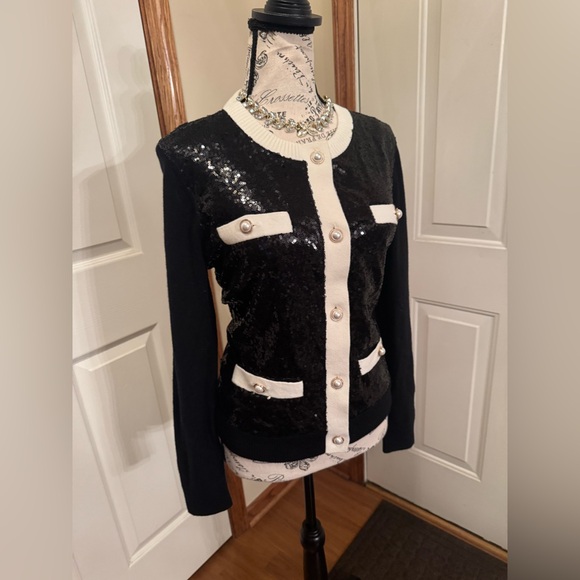 Talbot’s Sequin Embellished Jacket with Pearl Buttons SIZE S - Picture 3 of 9